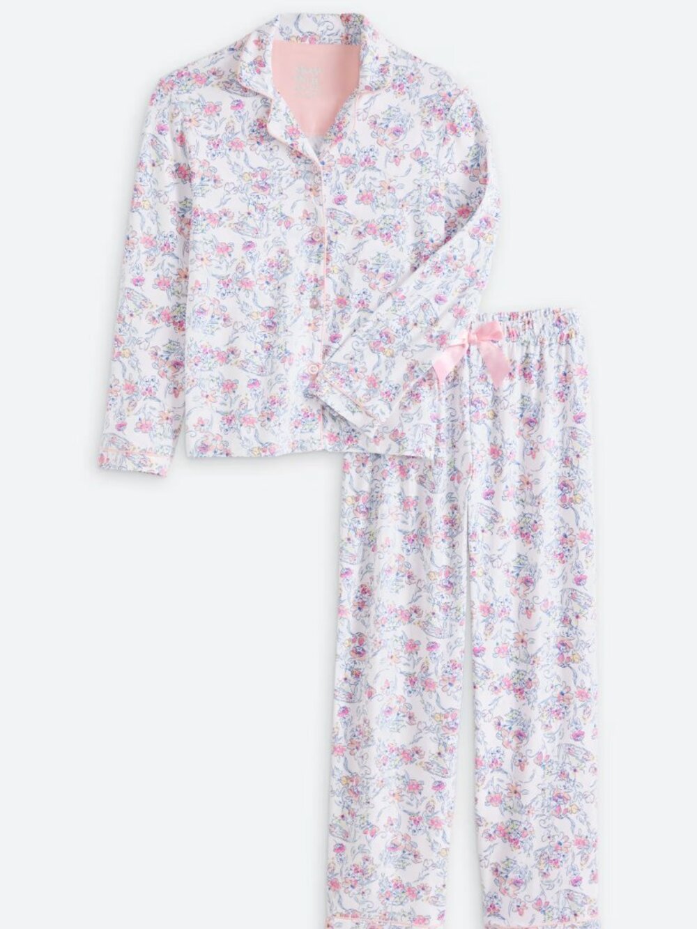 Sleep On It Girls M 10/12 Floral 2 Piece Button Pajama Set. (G)